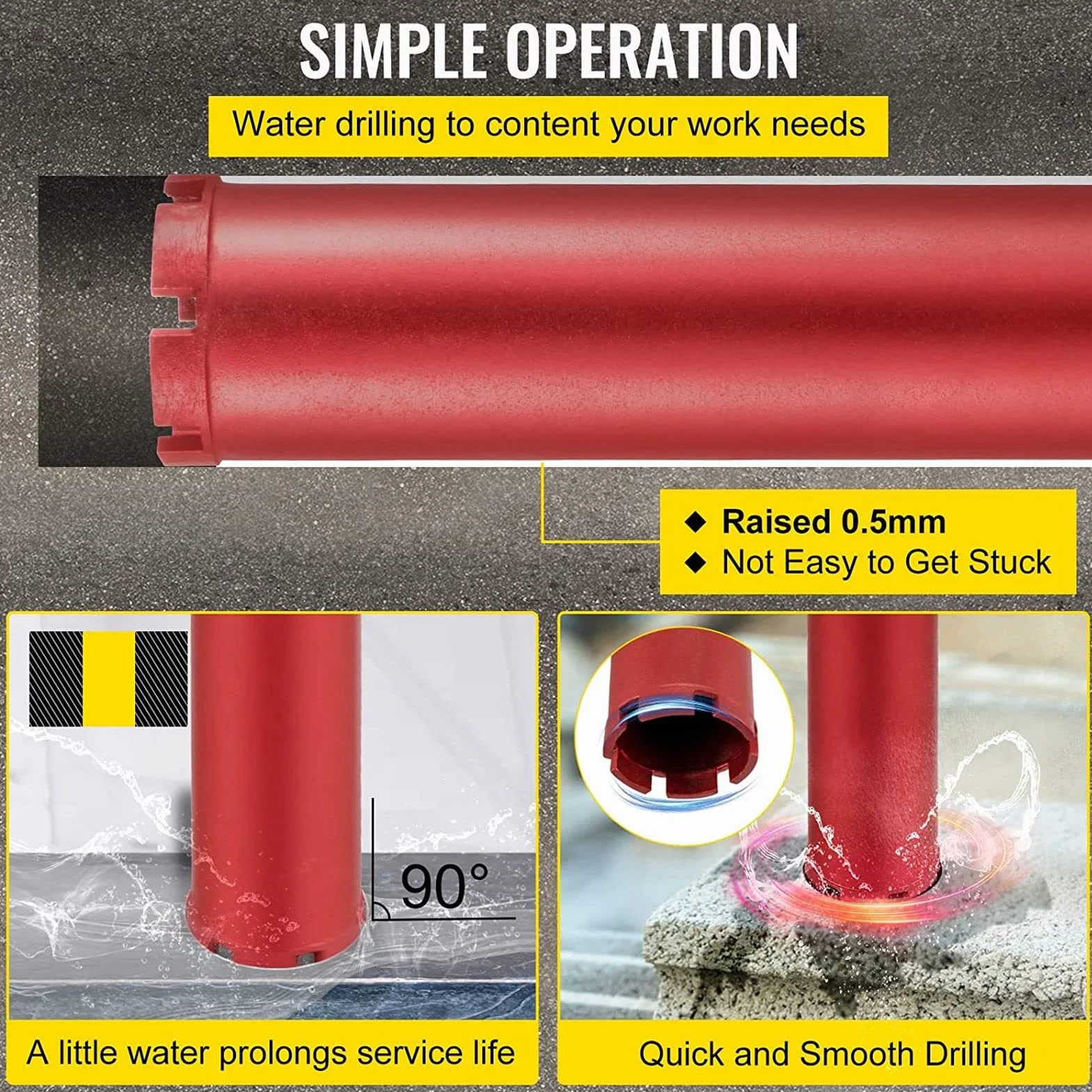 Wiertło rdzeniowe PolyGen do betonu Średnica 4 cali, długość 450 mm z gwintem 5/8-11 cali, diamentowe wiertło rdzeniowe do wycinania otworów na mokro/sucho