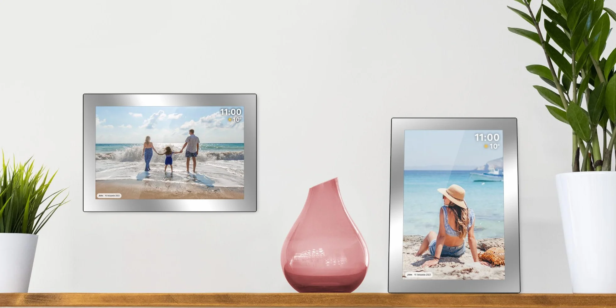 Krüger&Matz Cyfrowa Ramka na Zdjęcia FRAMEO 1280 x 800 px 10,1" Wi-Fi MicroSD Odtwarzanie Klipów Wideo Timer Pogoda Lustrzana Ramka KM1101