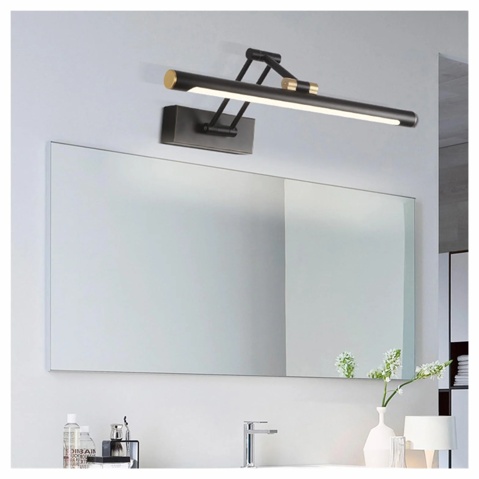 Światła obrazu Światło lustrzane LED Kinkiet Nowoczesna Łazienka Kinkiet 43cm 58cm AC85-265V Oświetlenie wewnętrzne Sypialnia Kinkiety Ścienne Oprawy oświetleniowe (Color : Cool, Size : White 58cm