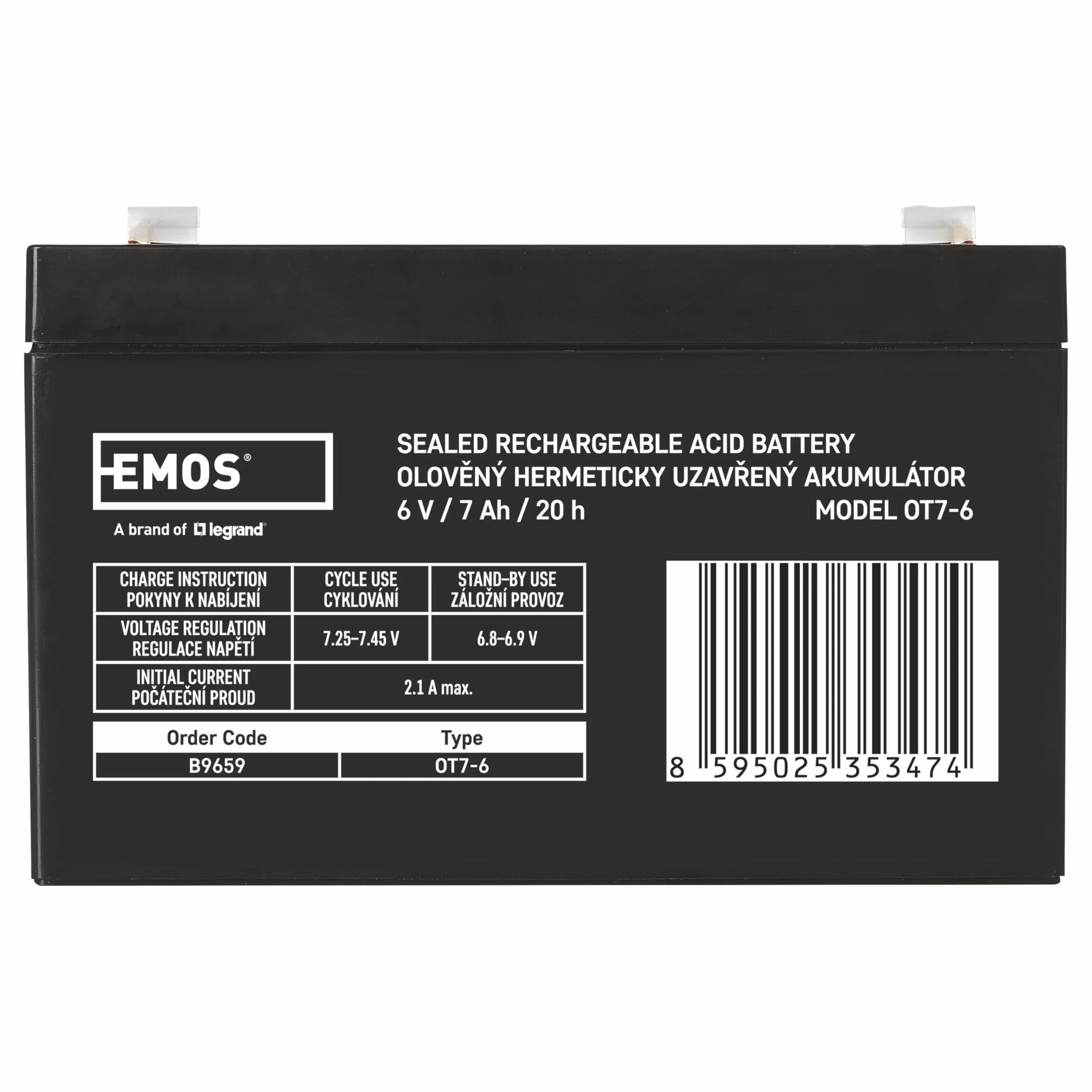 EMOS B9659 Akumulator ołowiowy 6V 7 Ah do systemów alarmowych UPS