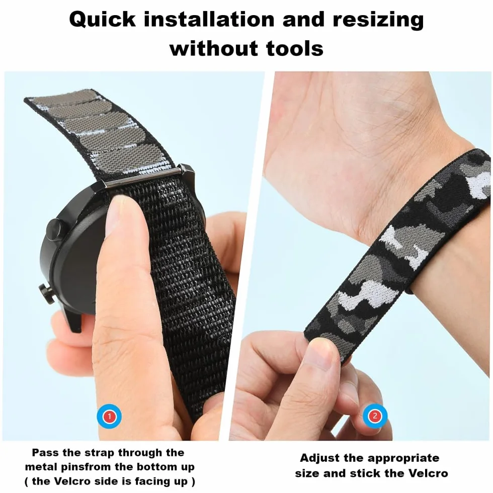 Nylonowy pasek 22 mm do zegarka Garmin Fenix 7/7Pro/Sapphire Solar/Fenix 8/E/5/5 Plus/6 Pro Sapphire GPS/Quatix 5/7 Pro/8/Tactix/Ddescent G1 Solar Letel/G2, QuickFit zapasowy pasek do