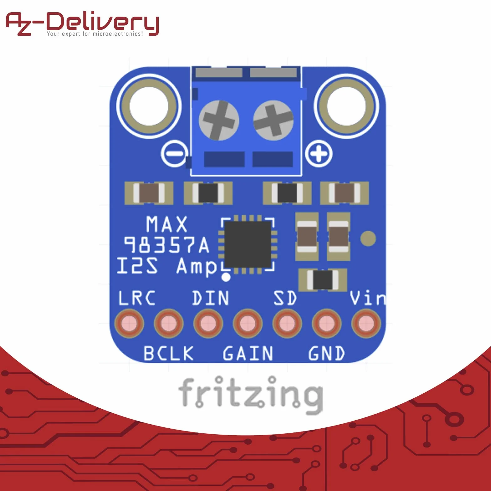 AZDelivery I2S 3W Wzmacniacz klasy D Breakout - MAX98357A [ADA3006]