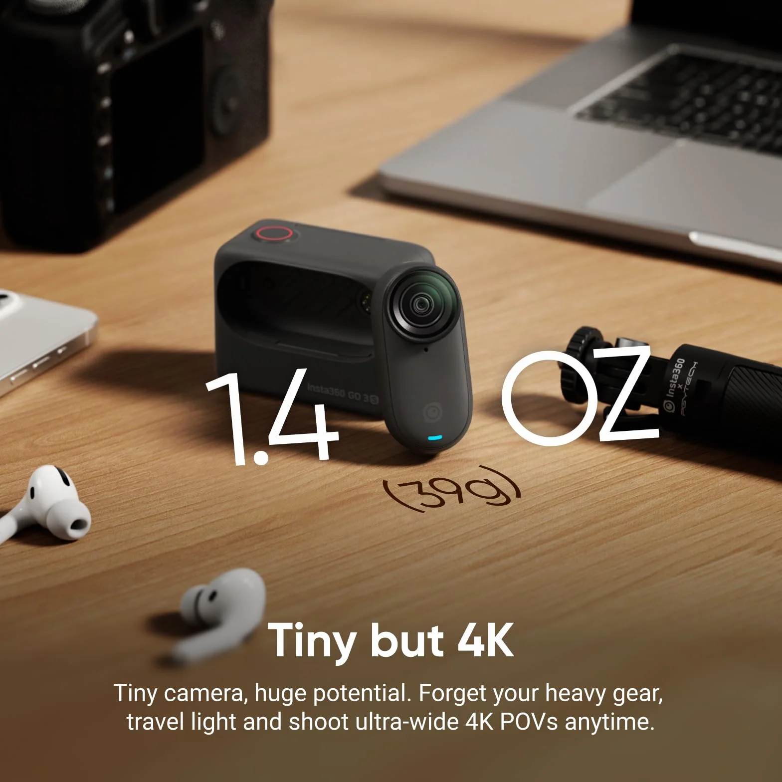 Insta360 GO 3S 128GB kamera 4K wodoodporna 10m stabilizacja AI czarna