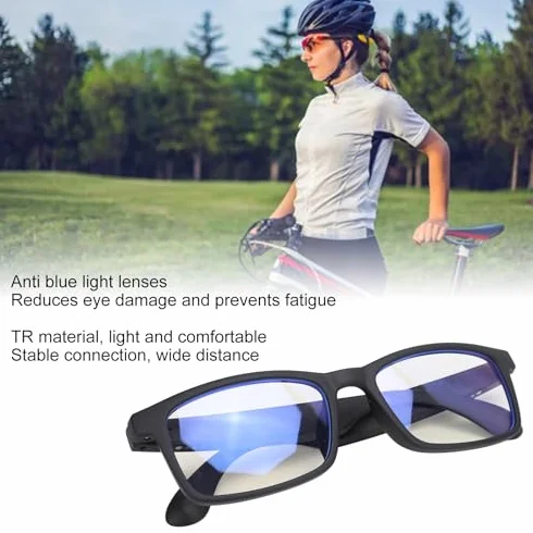 Inteligentne okulary Bluetooth, inteligentne okulary z filtrem światła niebieskiego, inteligentne okulary z otwartym dźwiękiem w uszach z mikrofonem, asystent dotykowy i głosowy, kompatybilne z muzyką
