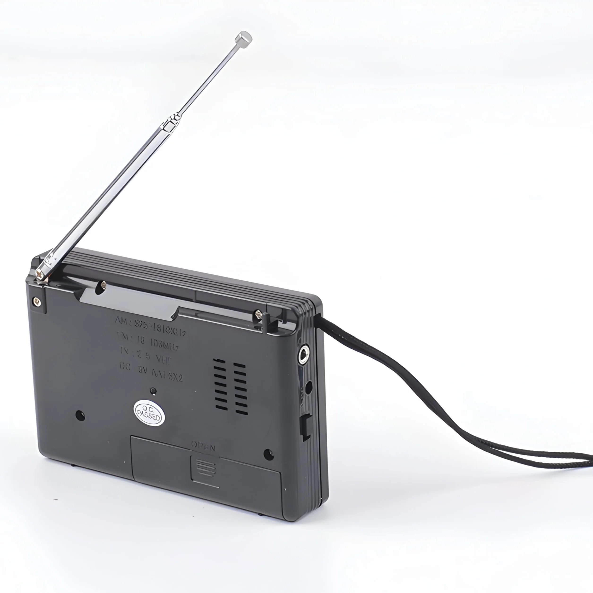 Retoo Przenośne radio kieszonkowe FM AM 11,5x3x7,5 cm z uchwytem bateria AA głośność antena teleskopowa gniazdo słuchawkowe 3,5mm białe