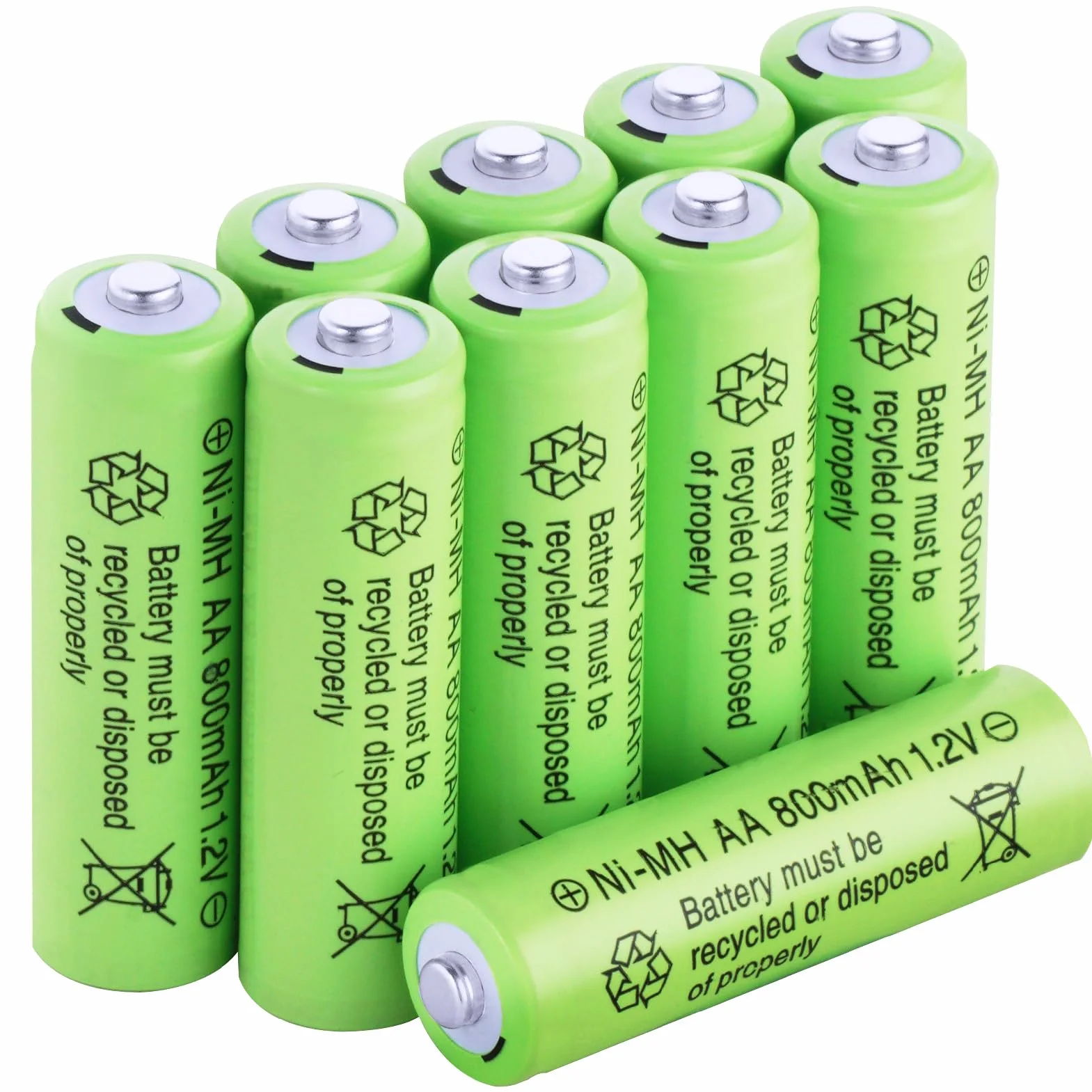 Axfee Baterie AA, 10 sztuk akumulatorów, wstępnie naładowane, 800 mAh NI-MH, gotowe do użycia, o dużej pojemności, do konsol do gier, pilotów, aparatów, zabawek, elektroniki domowej