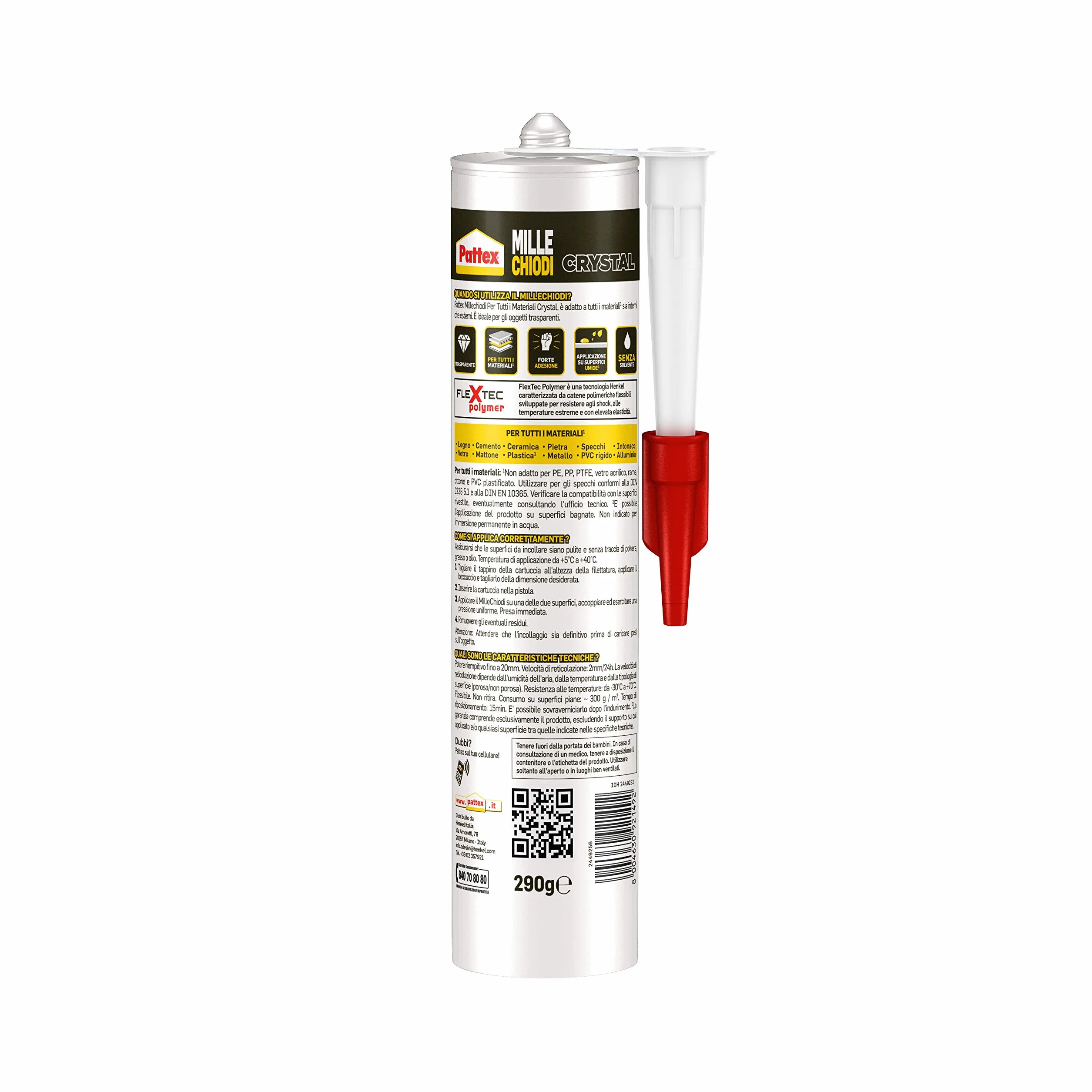 Pattex 2449232 Millechiodi Crystal, 290 g