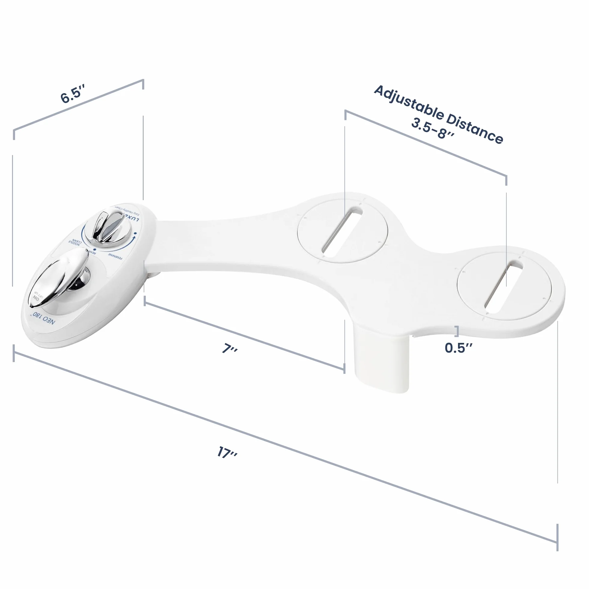 LUXE Bidet NEO 180 – samoczyszcząca podwójna dysza – nieelektryczna mechaniczna nasadka do toalety bidetu świeżej wody (biała i biała)