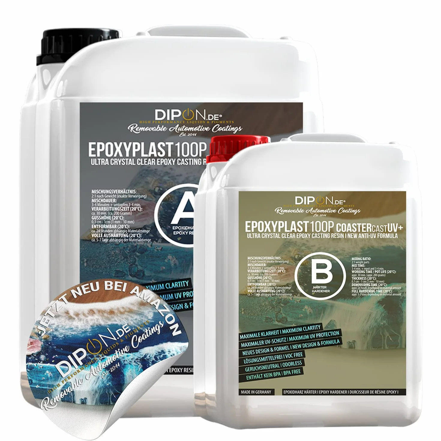 Żywica epoksydowa EpoksyPlast 100P CoasterCast UV+ 7,5 kg, bezbarwna i bez pęcherzyków powietrza, maksymalna ochrona przed promieniowaniem UV, nie zawiera BPA, nietoksyczna, nadaje się do książek,