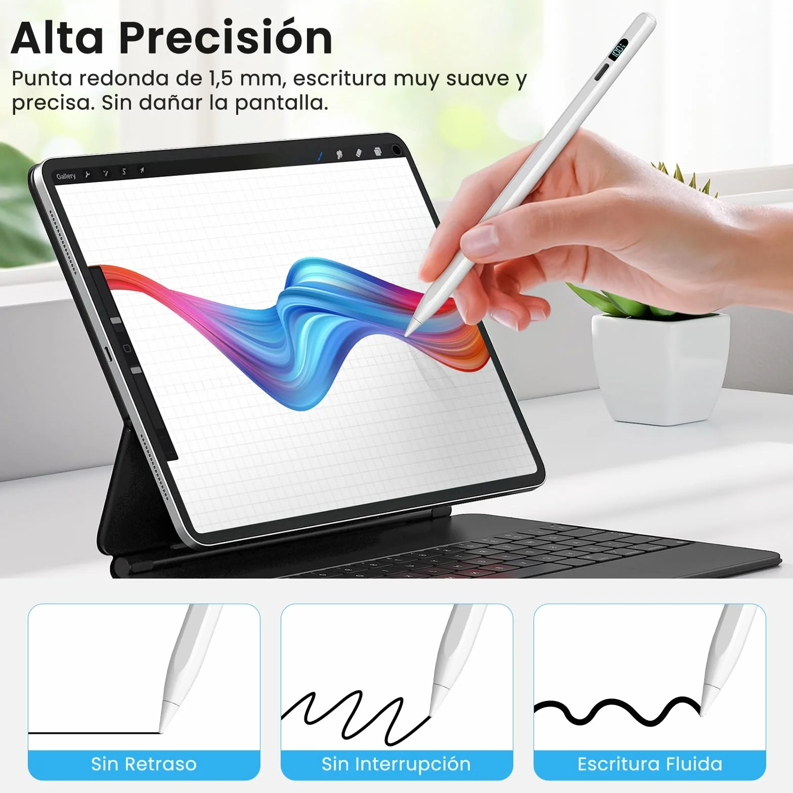 MEKO Pióro do Apple iPad 2018-2025, iPad Pen z wyświetlaczem LED, 3x szybkie ładowanie, kompatybilny z iPad 11 A16/10/9/8/7/6, Air 5/4/3/11''M2/M3, Pro 11/12.9/13 M4/M5, Mini 5/6