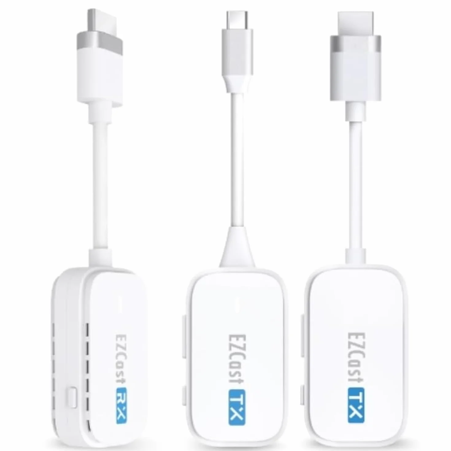 EZCast Bezprzewodowy Nadajnik i Odbiornik HDMI Zestaw - Dwa Nadajniki Typ C i HDMI, Niskie Opóźnienie, Plug & Play