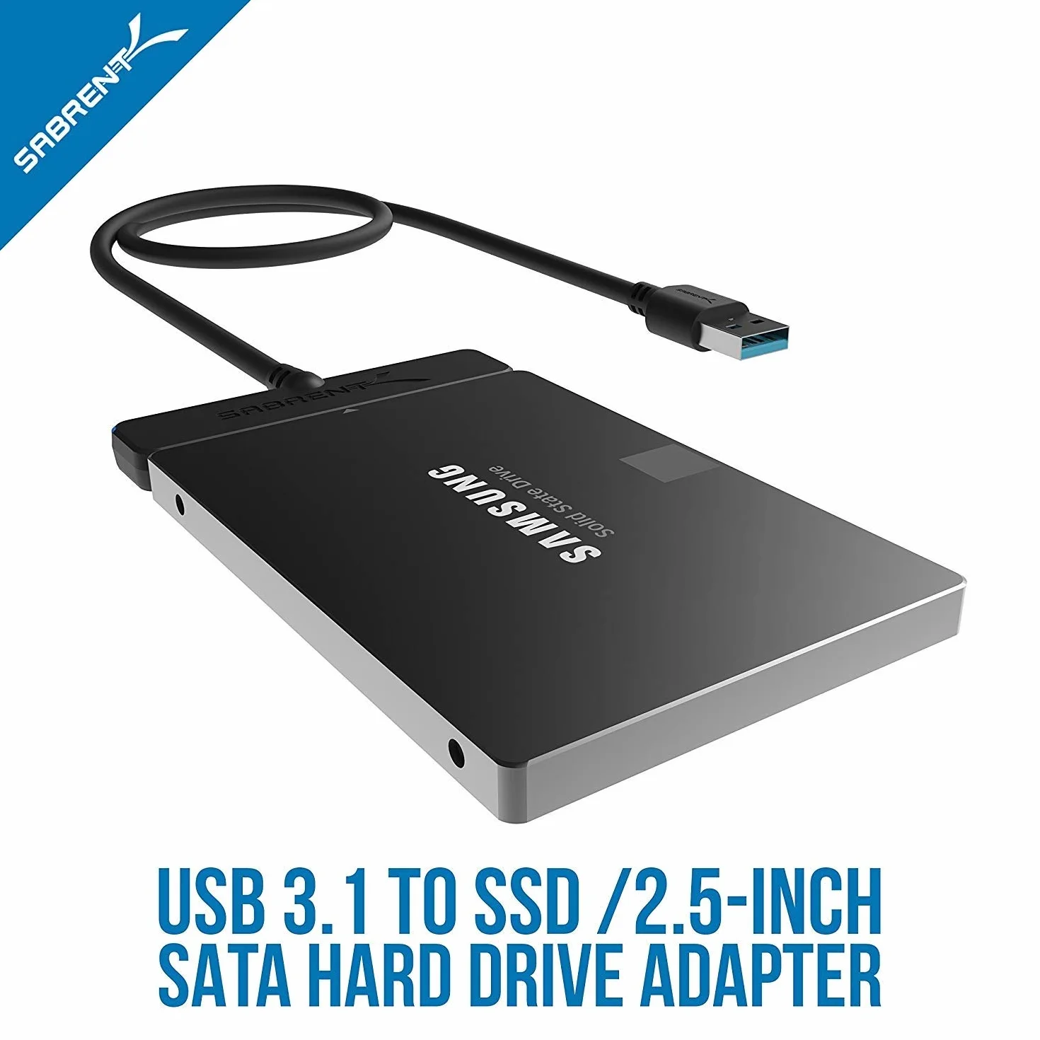 SABRENT szybki adapter dysku SSD USB-C 3.2 x 2, USB-C na SATA, 6.3 cm, konwerter kabli, obsługuje UASP SATA I II III, kompatybilny z wszystkimi 2,5 SAT