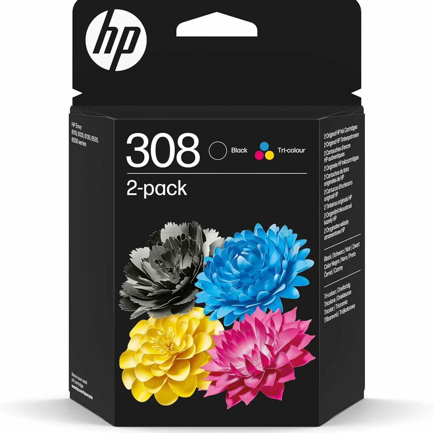 HP Zestaw tuszów 308 trójkolorowy czarny