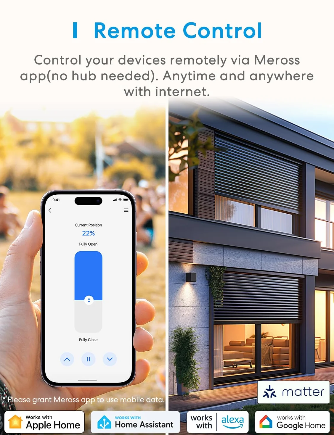 Meross Smart Home napęd do rolet zwijarka taśmowa elektryczna podtynkowa 45 kg 6 m² kompatybilny z Apple