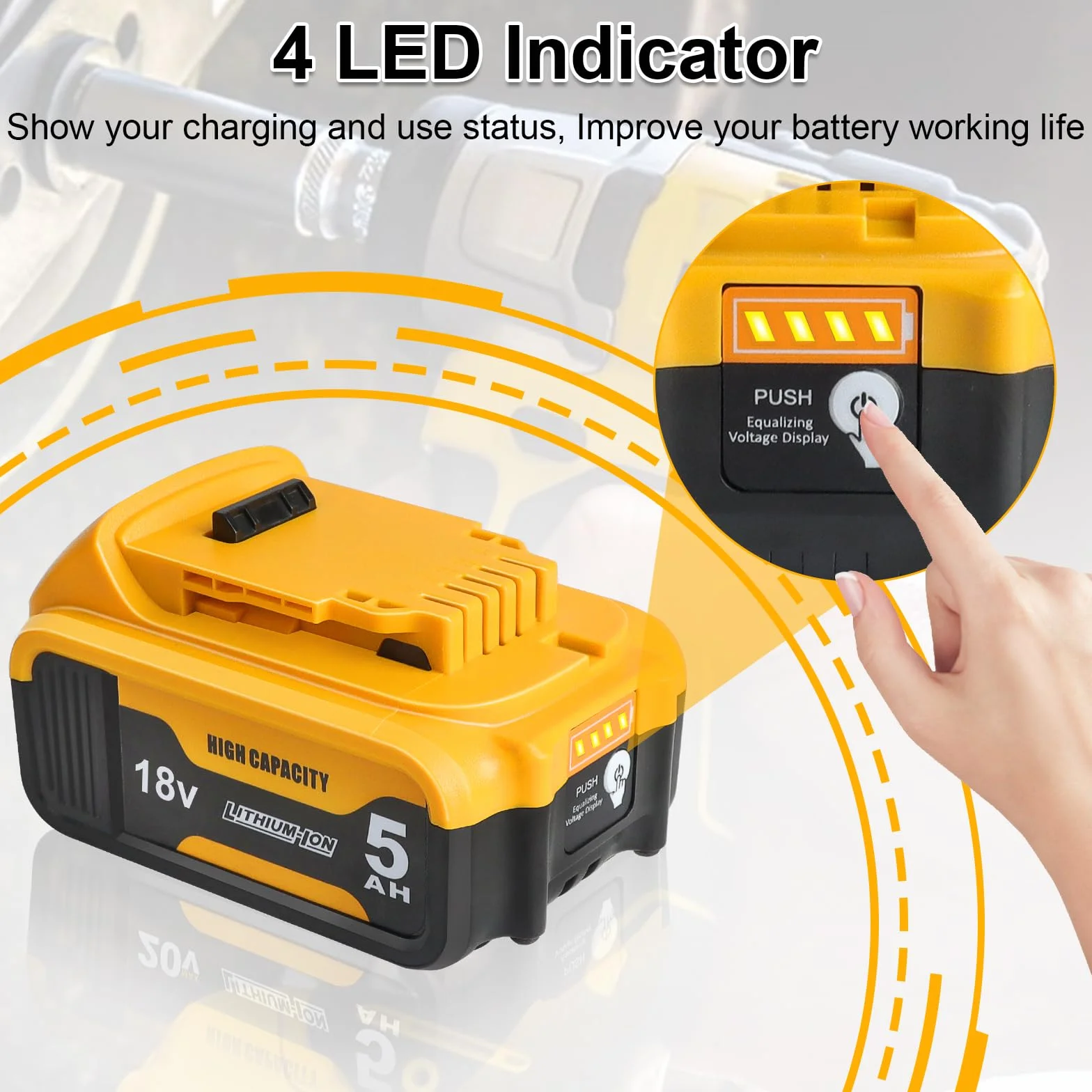 2 x Waitley akumulator zamienny do akumulatora Dewalt 18 V DCB184 DCB200 DCB182 DCB180 DCB181 DCB182 DCB201 18 V XR elektronarzędzia bateria z wyświetlaczem LED