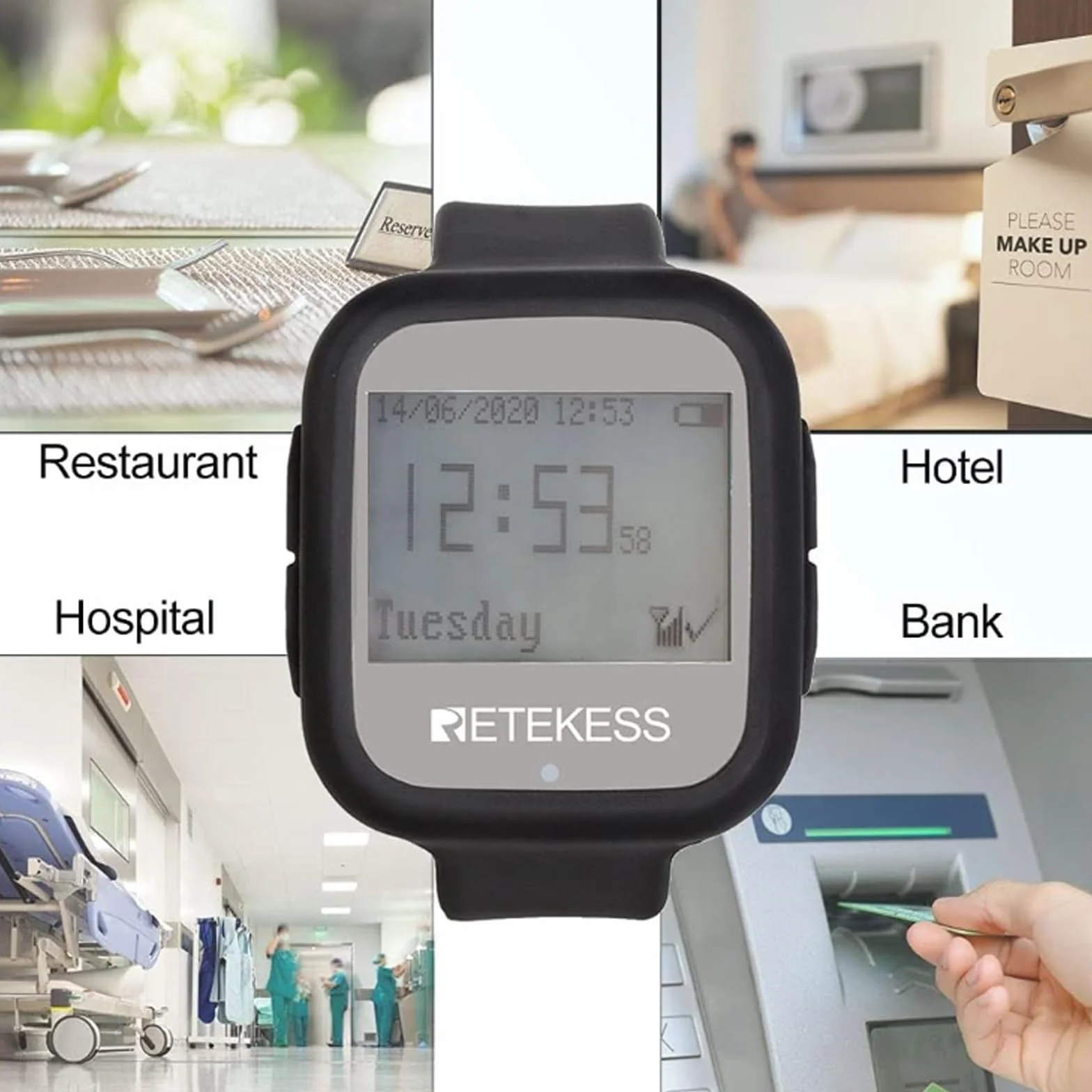 Retekess TD106 Bezprzewodowy System Przywoławczy, Restaurant Pager, Kompatybilny z Pagerem 500 Połączeń, Odpowiedni do Hotelowego Baru Restauracji Szpitalnej