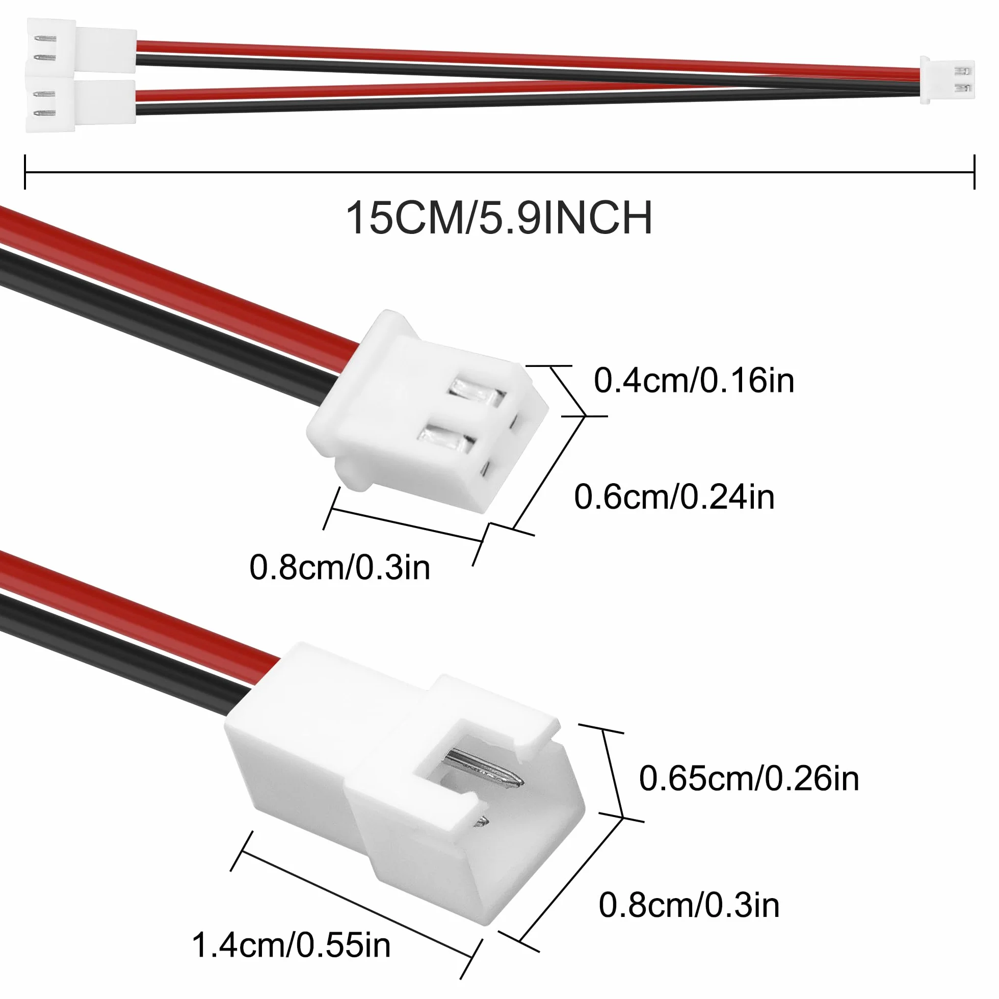 XMSJSIY XH2.54 1 na 2 łączniki drut przyłączeniowy 2-pinowy XH2.54 gniazdo do podwójnej wtyczki 2,54 mm Pitch płyta główna PWM PC Chassis Fan Y rozdzielacz złącze do PC Fan drukarki 3D światło LED - 6