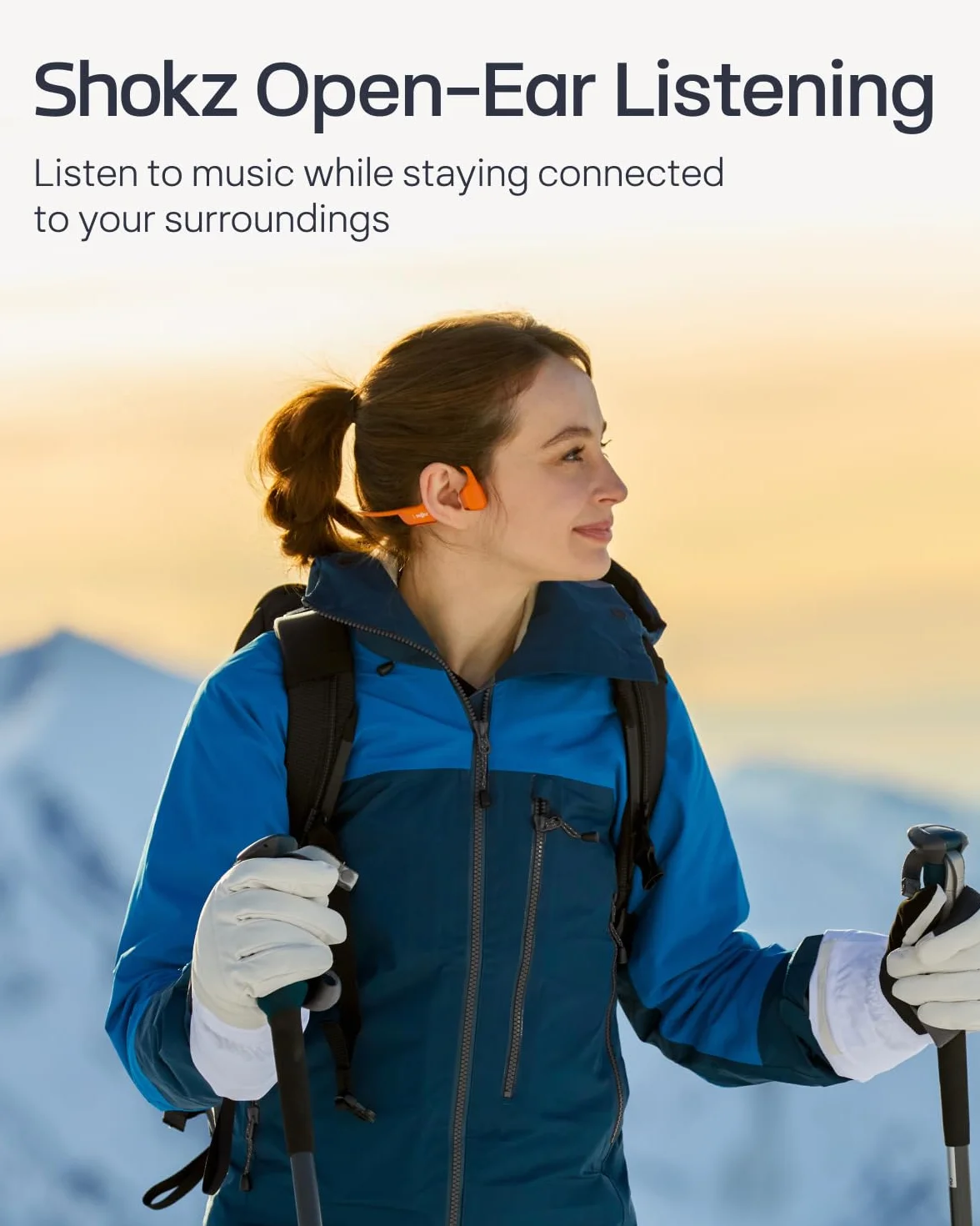 SHOKZ Słuchawki Sportowe OpenRun Pro 2 Mini z Przewodnictwem Kostnym, Bezprzewodowe z Bluetooth 5.3, Mikrofony Redukujące Hałas,12h Czasu Odtwarzania, USB-C Szybkie Ładowanie, Pomarańczowy