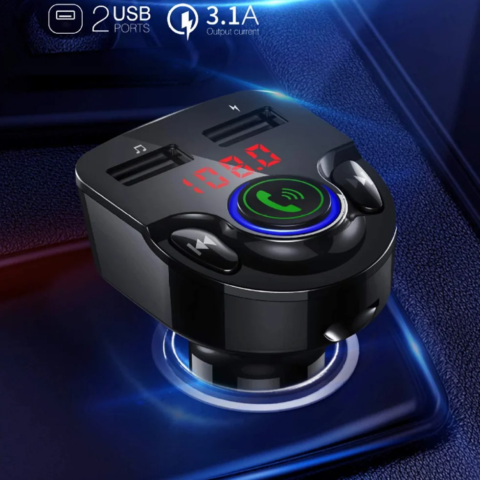 Samochodowy nadajnik FM Bluetooth G32 12-24V Adapter samochodowy Bluetooth Odtwarzacz MP3 Zestaw głośnomówiący FM Karta pamięci A2DP Akcesorium samochodowe Podwójny port USB (czarny)
