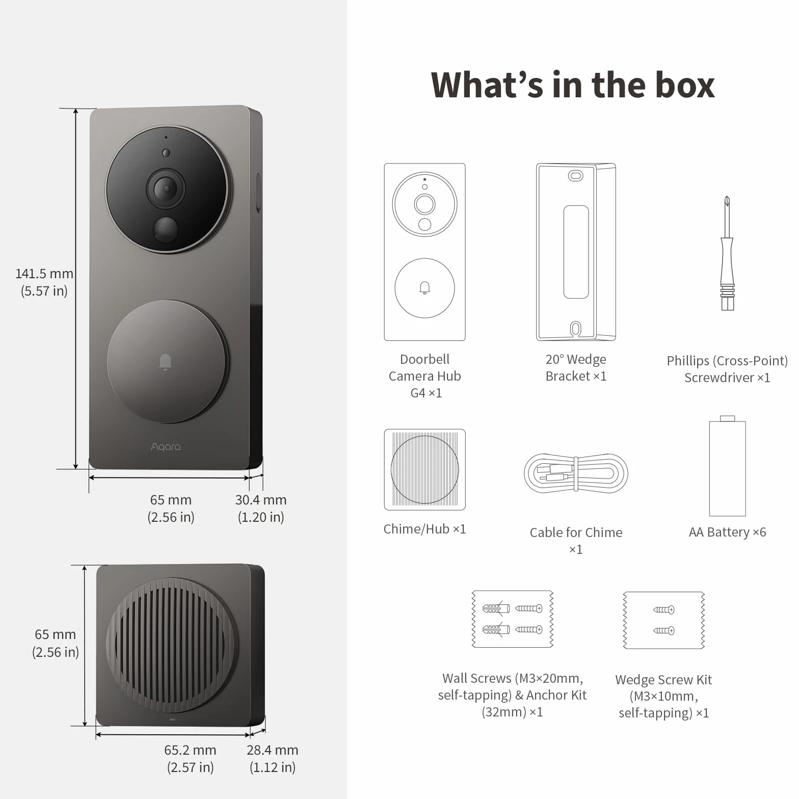 Aqara Inteligentny wideodomofon G4, 1080p FHD Wideodomofon HomeKit Secure Video, Lokalne Rozpoznawanie Twarzy i Automatyzacja, Bezprzewodowe Lub Przewodowe, Obsługuje Apple Home, Alexa, Google, Szary