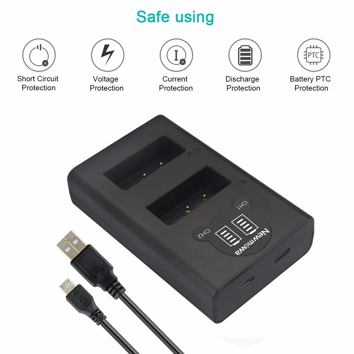 Newmowa LP-E17 Zapasowa bateria (2 sztuki) i podwójna inteligentna ładowarka USB LED do Canon LP-E17 i Canon EOS M3 M5 M6 200D 250D 750D 760D 800D Rebel SL3 T6i T6s 8000D Kiss X8i