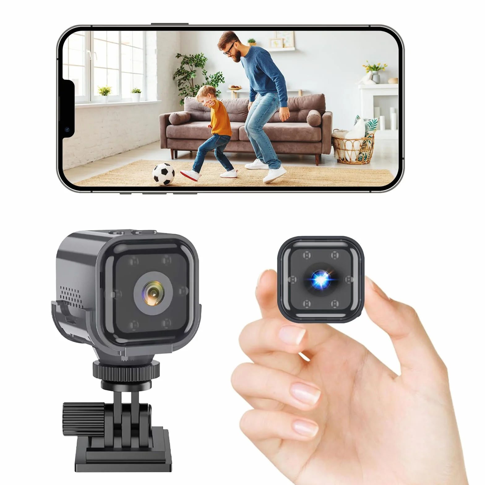 Anluomania Mini kamera 1080p HD WLAN (2,4 GHz), kamera monitorująca wewnątrz, kamera monitorująca wewnątrz, kamera bezpieczeństwa transmisja na żywo, aplikacja na telefon komórkowy, czujnik ruchu