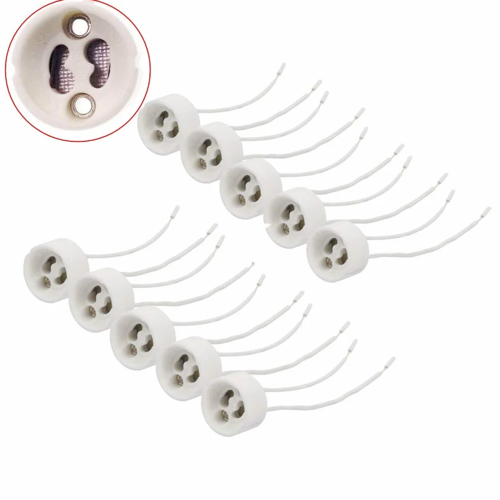 JZK - 10 x ceramiczna oprawka do lampy G10 z silikonowymi przewodami do żarówki GU10, żarówka halogenowa/reflektor LED/CFL