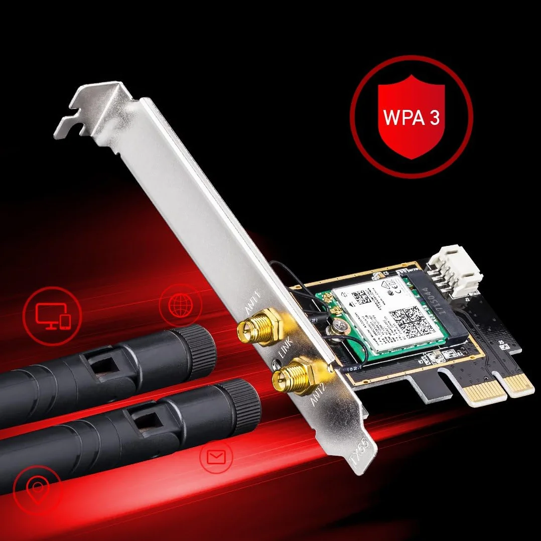 Cudy WE3000 AX 3000 Mbps bezprzewodowa karta WiFi 6 PCIe Bluetooth 5.0 802.11ax czarny