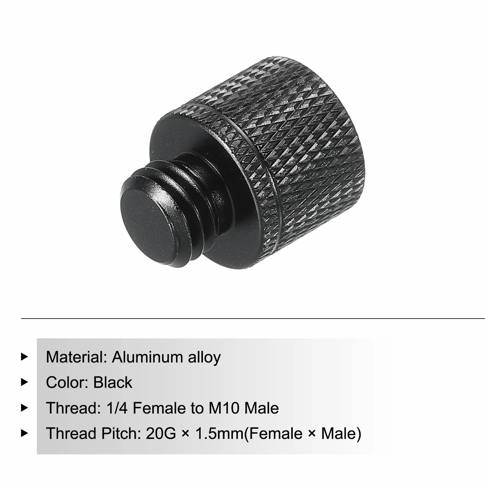 Adapter z mikrofonem do statywu 1/4 żeński do M10 męski gwintowany czarny