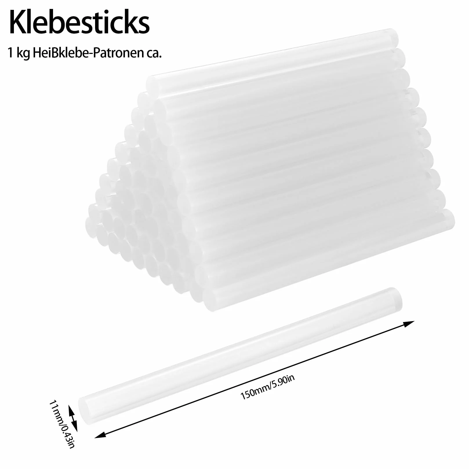 67 sztuk pałeczek do klejenia na gorąco, 11 mm x 150 mm, szybkoschnące, przezroczyste pałeczki do klejenia na gorąco, pistoletów do klejenia na gorąco, pałeczki do samodzielnego montażu i napraw, Ø 11