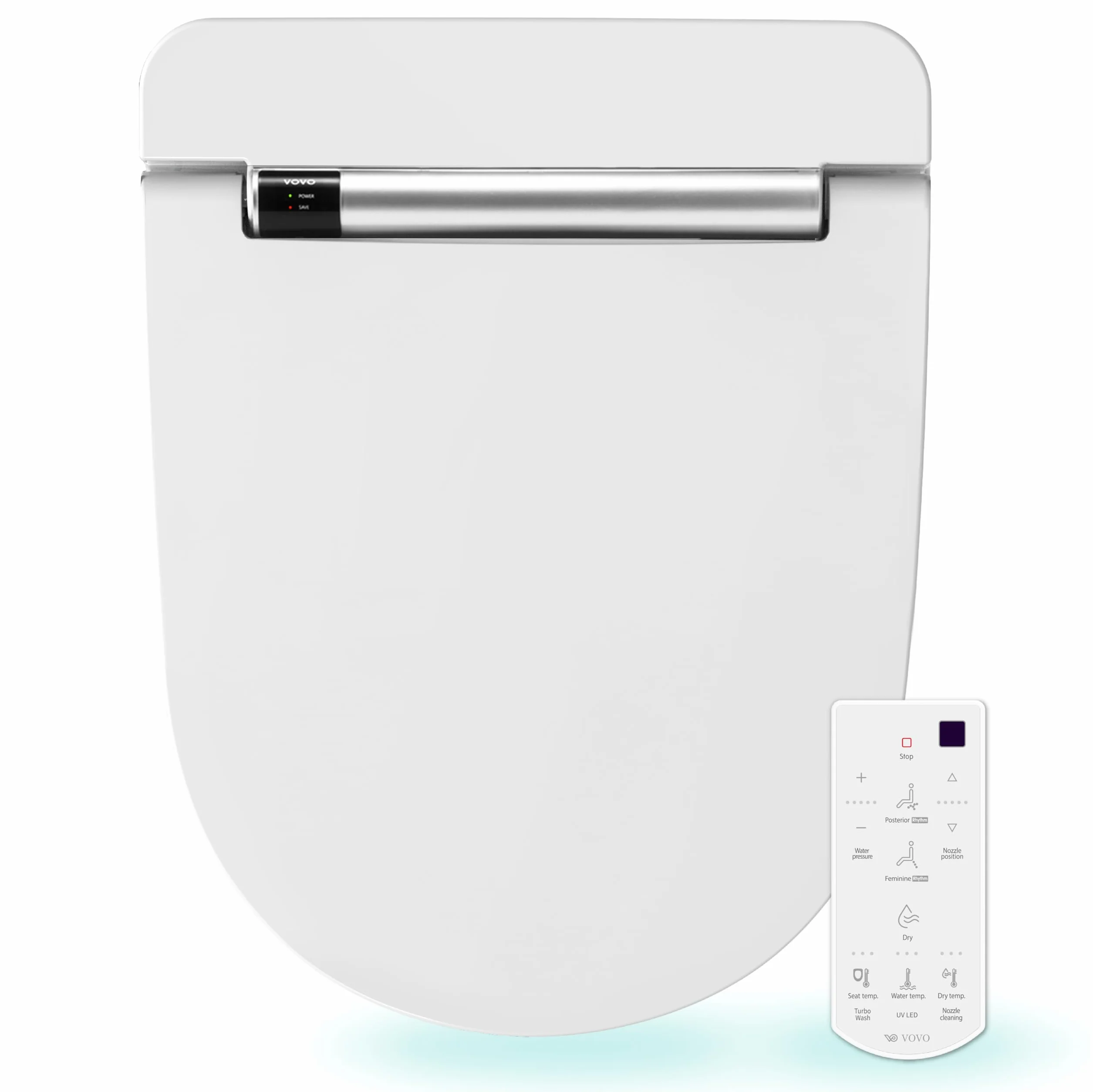 VOVO STYLEMENT VB-4100SR Electronic Smart Bidet Toilet Seat, Easy Install, Heated Seat,Warm Dry and Water, LED, Deodorization, Eco Power Save,Self Cleaning Full Stainless Nozzle, Round, Made in Korea