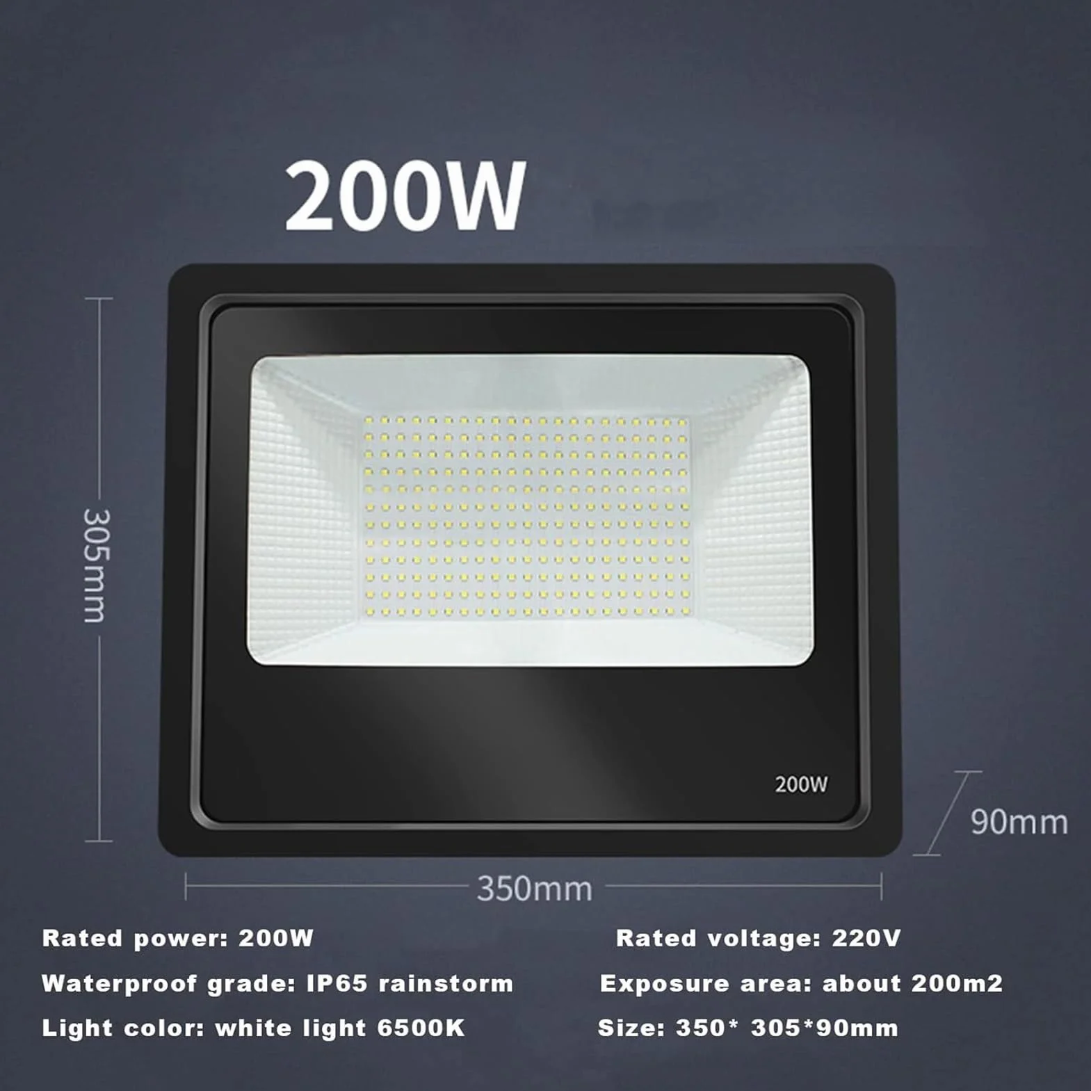lampy solarne, Superjasne, zimne, białe światło reflektorowe 6500K, IP65, do użytku na zewnątrz, w garażu boiska sportowego(200W)