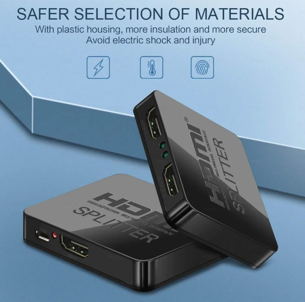 PremiumCord Rozdzielacz HDMI 4K 1-2 porty z zasilaczem USB 2160p UHD 1080p 60Hz 3D HDCP czarny