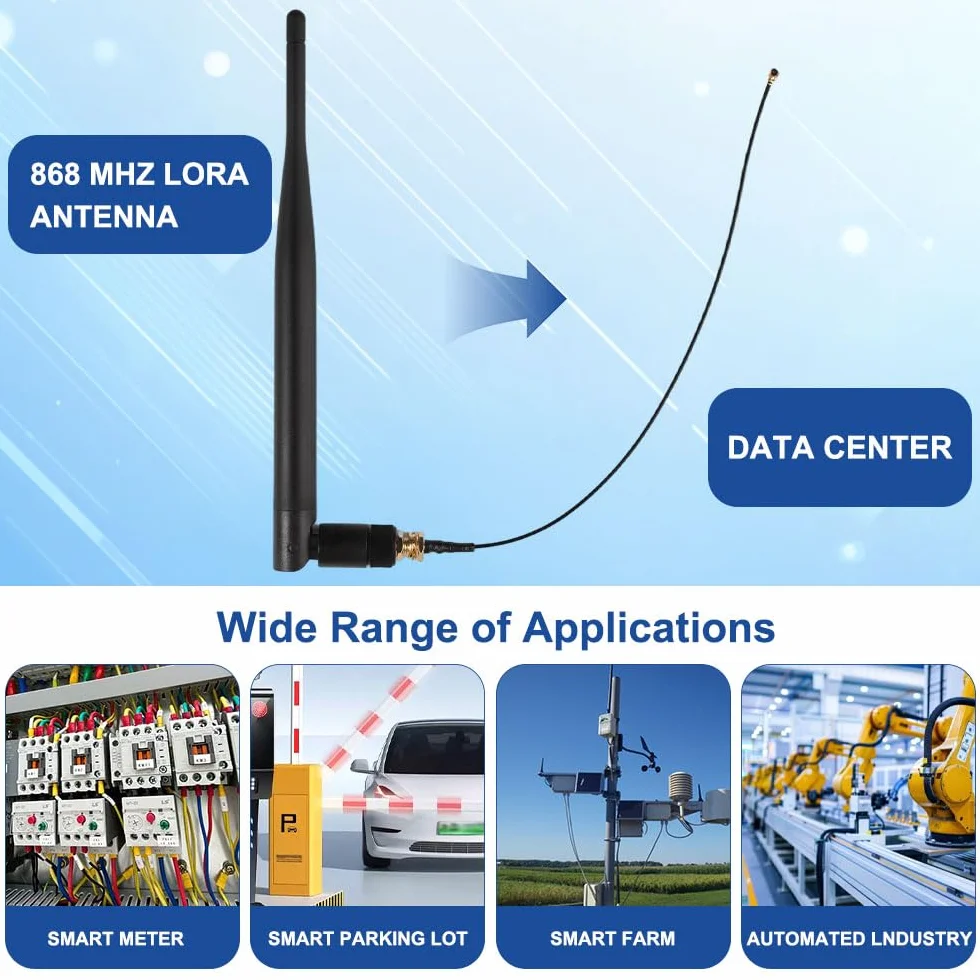 Antena LoRa 868 MHz Omni-Directional 3 dbi SMA do Meshtastic ESP32 LoRa OLED z przedłużaczem IPEX 18 cm 2 sztuki