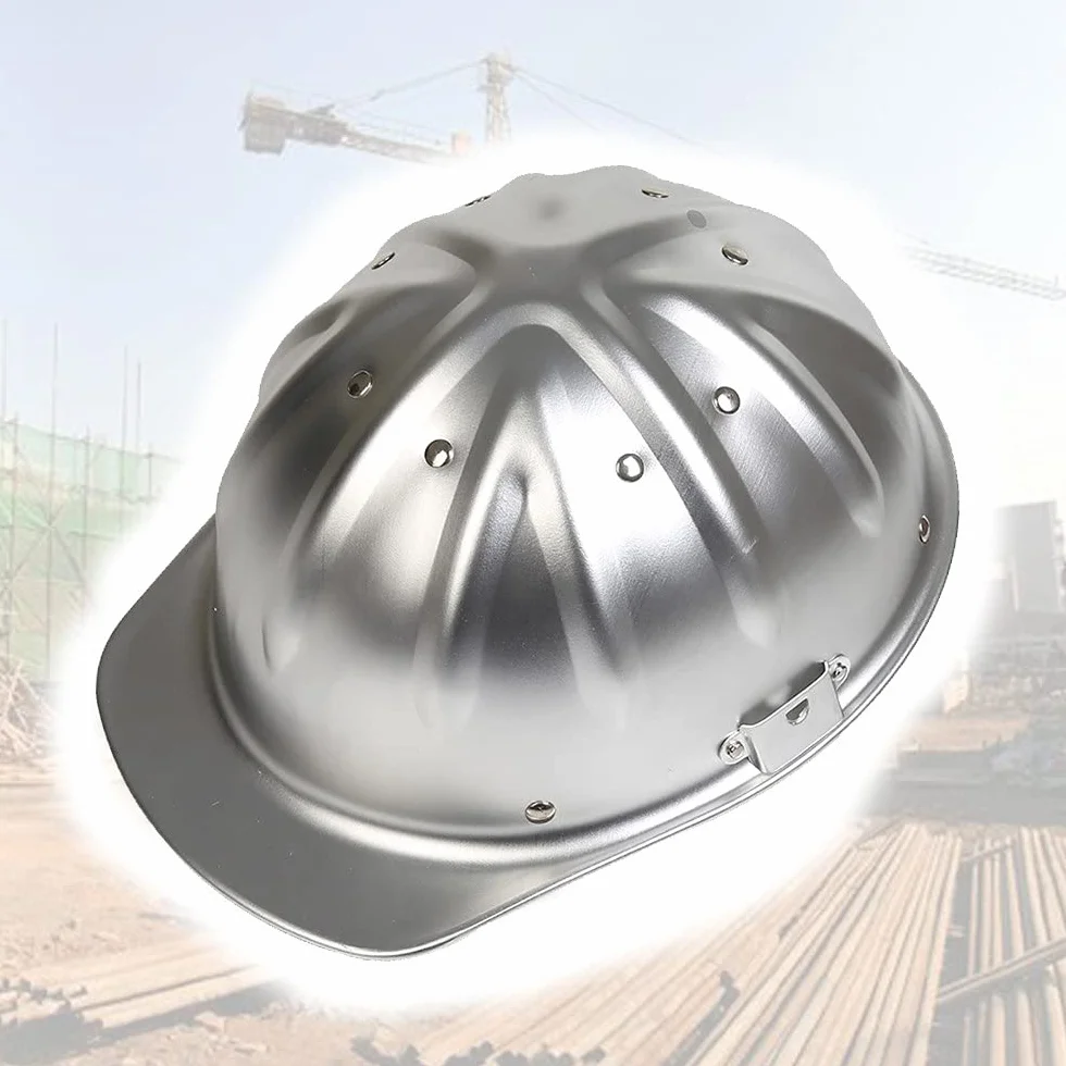 Kask ochronny, kask aluminiowy, kask roboczy, regulowany kask ochronny, kask budowlany, aluminium, twardy. Górna część jest bezpieczniejsza i skuteczniejsza, aby zapobiec przebiciom