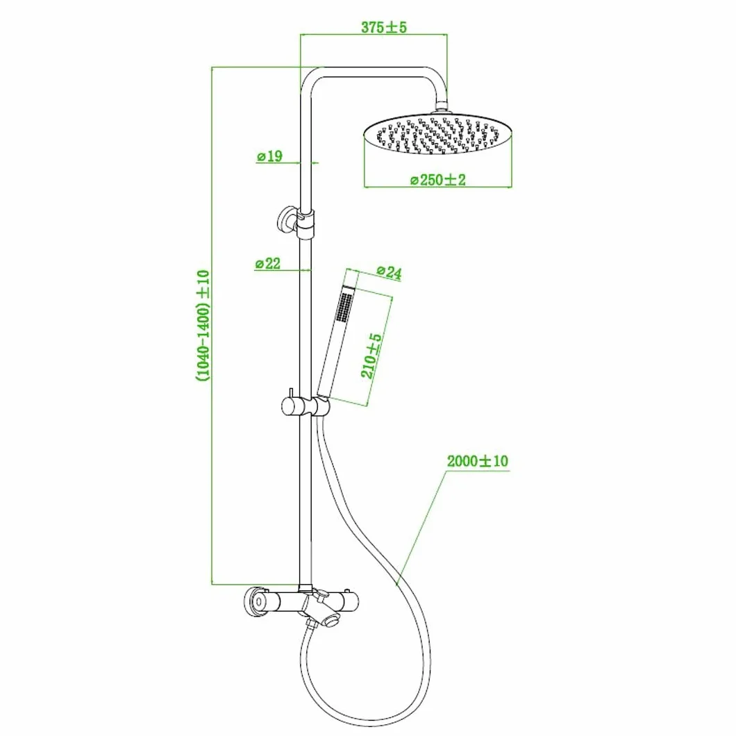 Essebagno 9026017 luisa II 250 kolumna łazienka/prysznic z termostatyczną miedzianą