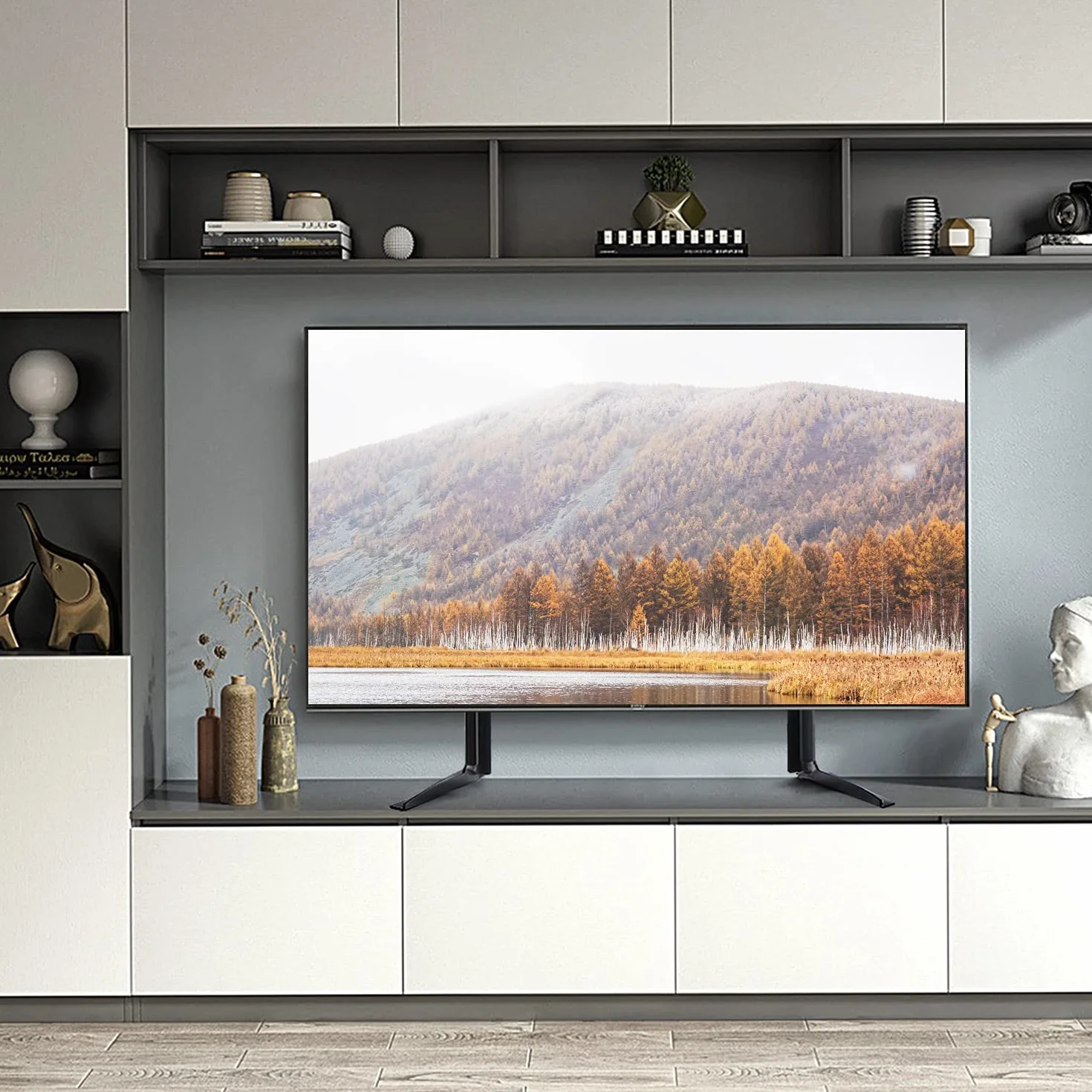 RFIVER uniwersalne nóżki do telewizora o przekątnej 20-65 cali, płaskie, zakrzywione, stojaki, stópki do telewizora, regulacja wysokości, VESA maks. 800 x 500 mm