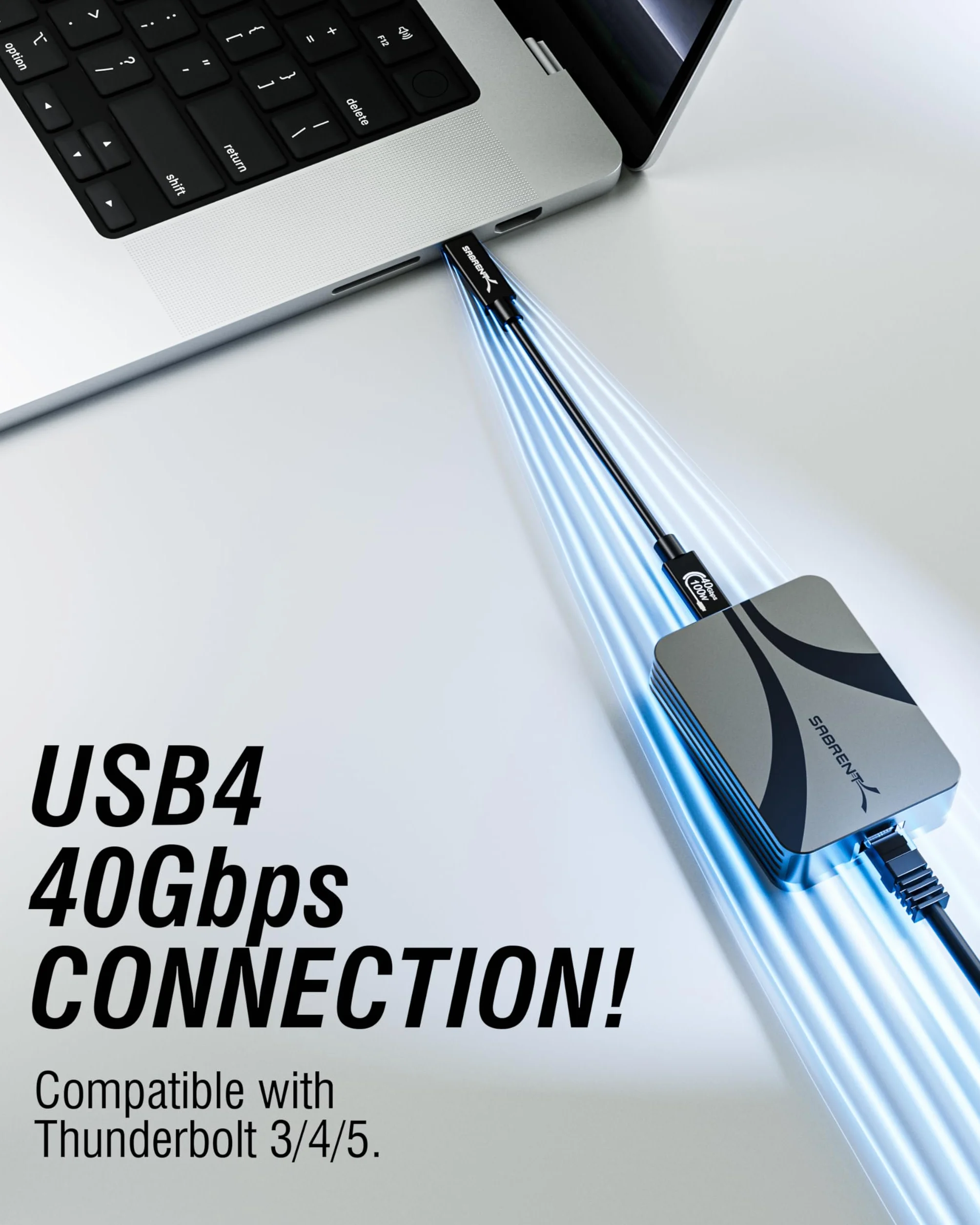 SABRENT Adapter USB 4 na 10 Gigabit Ethernet USB-C 10 GbE aluminiowa obudowa