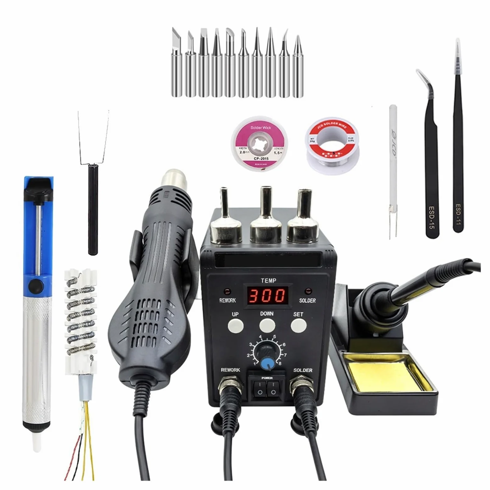 Stacja lutownicza Stacja Lutownicza LED Digital Hot Air Gun Stacja Lutownicza Elektryczna Lutownica Do Telefonu PCB IC SMD BGA Spawanie(8586 KIT6)