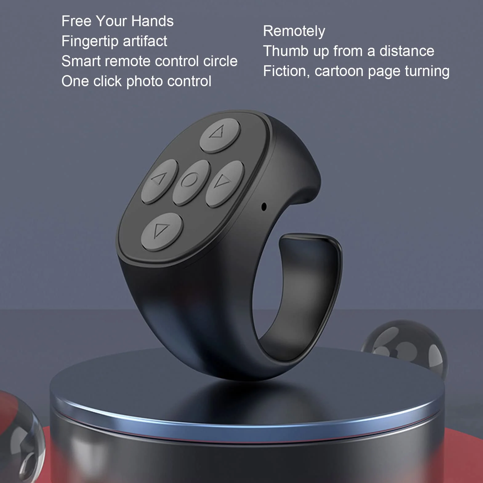 Pilot Zdalnego Sterowania Bluetooth Bezprzewodowy Przewijanie Strony dla iOS Android Czarny