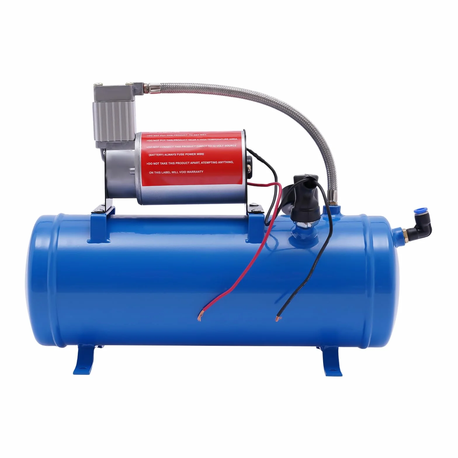Sprężarka powietrza 12 V, 100 psi, ze zbiornikiem 6 l, przenośna i kompaktowa sprężarka powietrza | w zestawie wąż 3,8 m | maks. 8 bar