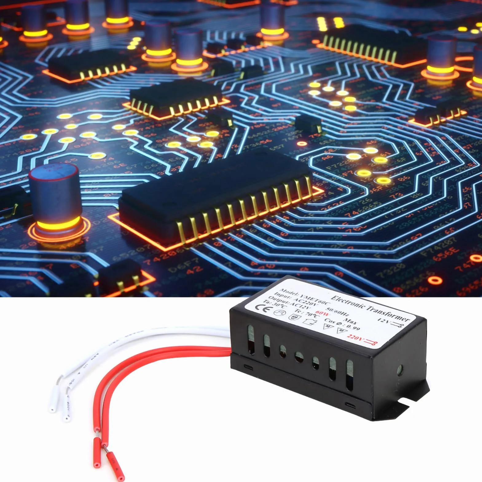 Hyuduo 220V bis 12V Elektronischer Transformator Spannungswandler Smart Power Supply Driver LED Power Supply Driver(60W)
