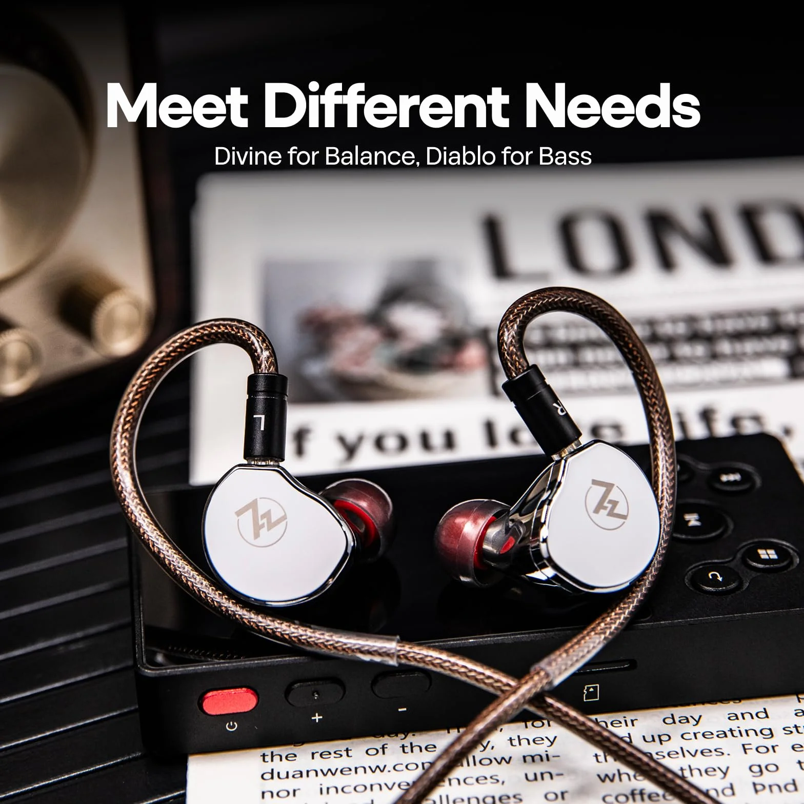 7Hz x Crinacle Diablo/Divine In-Ear Monitors, 14,5 mm planarny przetwornik magnetyczny IEM, słuchawki HiFi z odłączanym kablem 2-pin (Divine, Srebro)