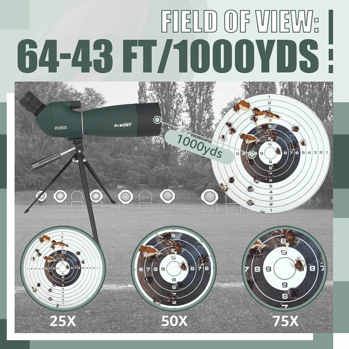 Svbony SV28PLUS Luneta 25-75x70mm FMC BAK4 Bezprzewodowa