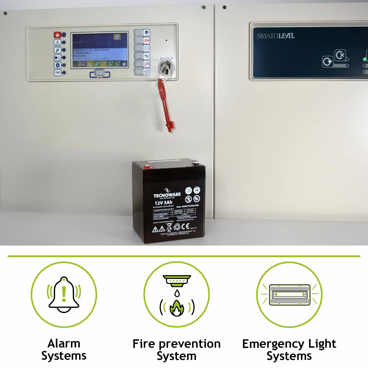Tecnoware Hermetyczna bateria ołowiowa 12V 5Ah do UPS i systemów alarmowych Faston 6,3 mm