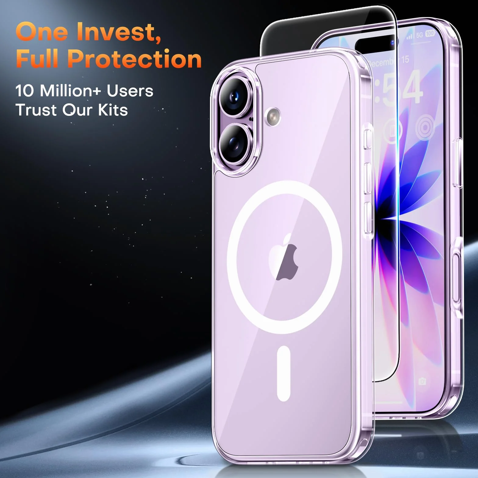 TAURI Etui iPhone 17 6.3" Szkło Hartowane Ochraniacz Ekranu Magnetyczne Nieżółknącą Odporny Obudowy Przejrzysty