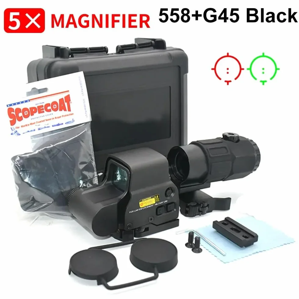 558 G45 Combo Holograficzny wizjer Red Dot Vizier 5X Lupa do montażu na szynie Picatinny 20 mm