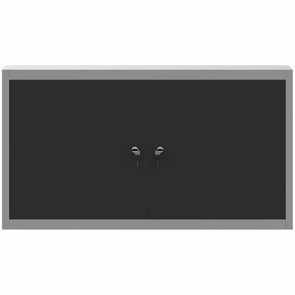 Szafka narzędziowa z regałem ze stali i materiału drewnopochodnego, czarno-szara, 100 x 20 x 55 cm, z 3 regulowanymi półkami i zamkiem na kamerę, do warsztatu, garażu i dla majsterkowiczów
