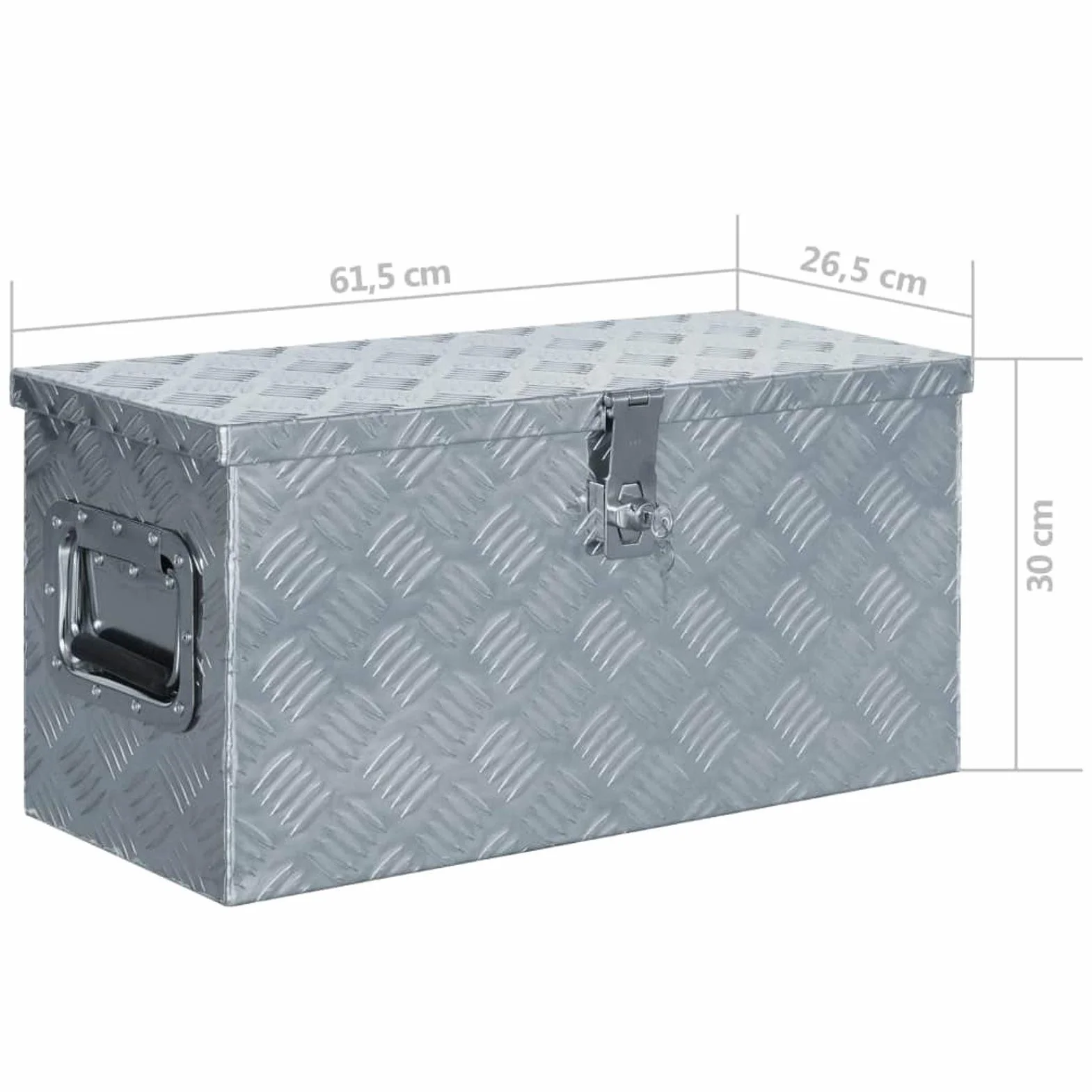 ShGaxin Aluminiowa skrzynka 61,5x26,5x30 cm srebrna, metalowa skrzynka narzędziowa, skrzynka narzędziowa, pudełko aluminiowe 142936