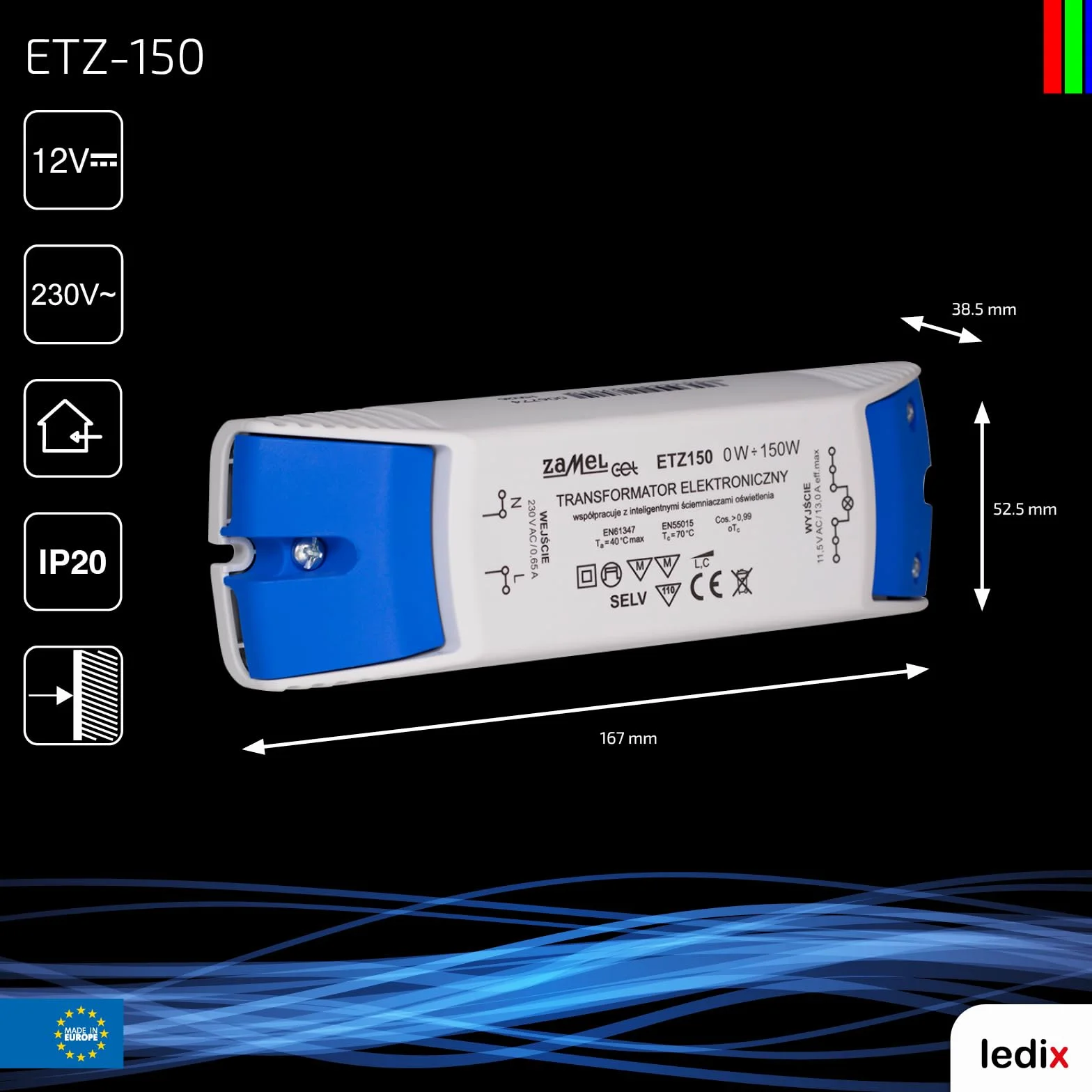 ETZ-150 transformator elektroniczny 12 V 150 W